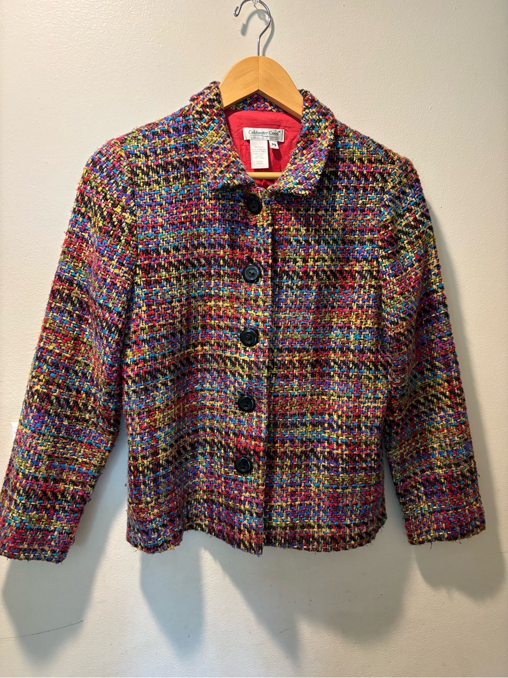 Coldwater Creek Women’s Petite 8 Multicolor Textured Tweed Blazer Jacket